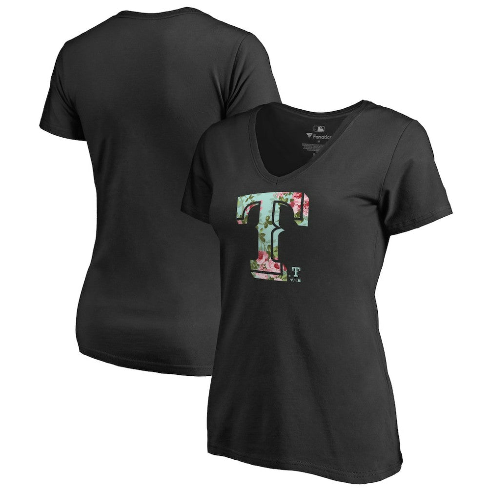 Texas Rangers Women's Lovely V-Neck T-Shirt - Black