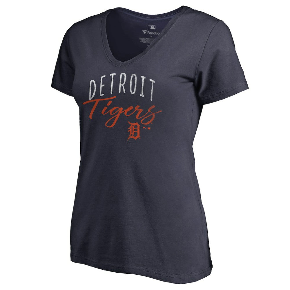 Detroit Tigers Women's Graceful V-Neck T-Shirt - Navy
