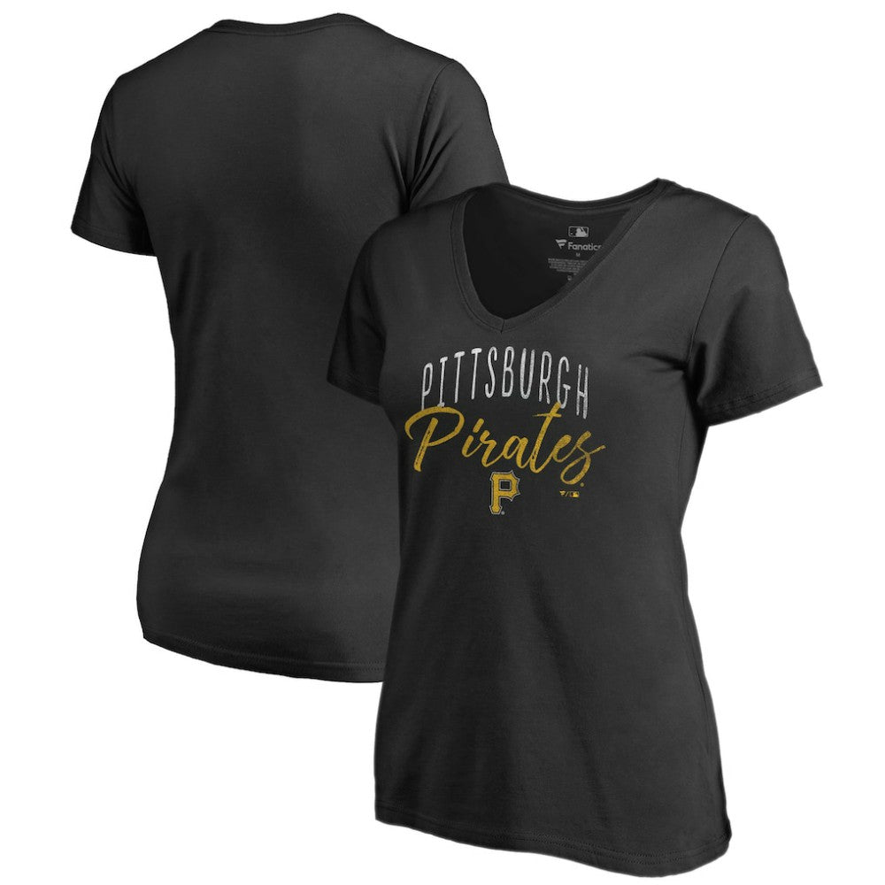 Pittsburgh Pirates Women's Graceful V-Neck T-Shirt - Black