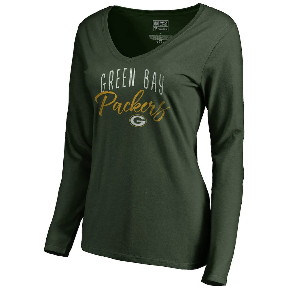 NFL Green Bay Packers Women's Graceful Long Sleeve V-Neck T-Shirt