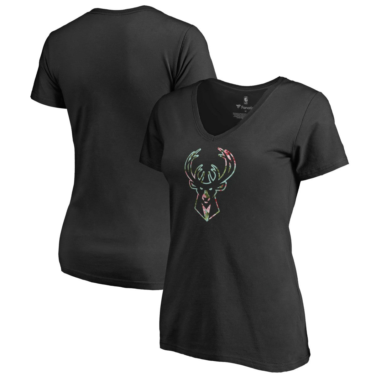Milwaukee Bucks Lovely V-Neck T-Shirt - Black discount
