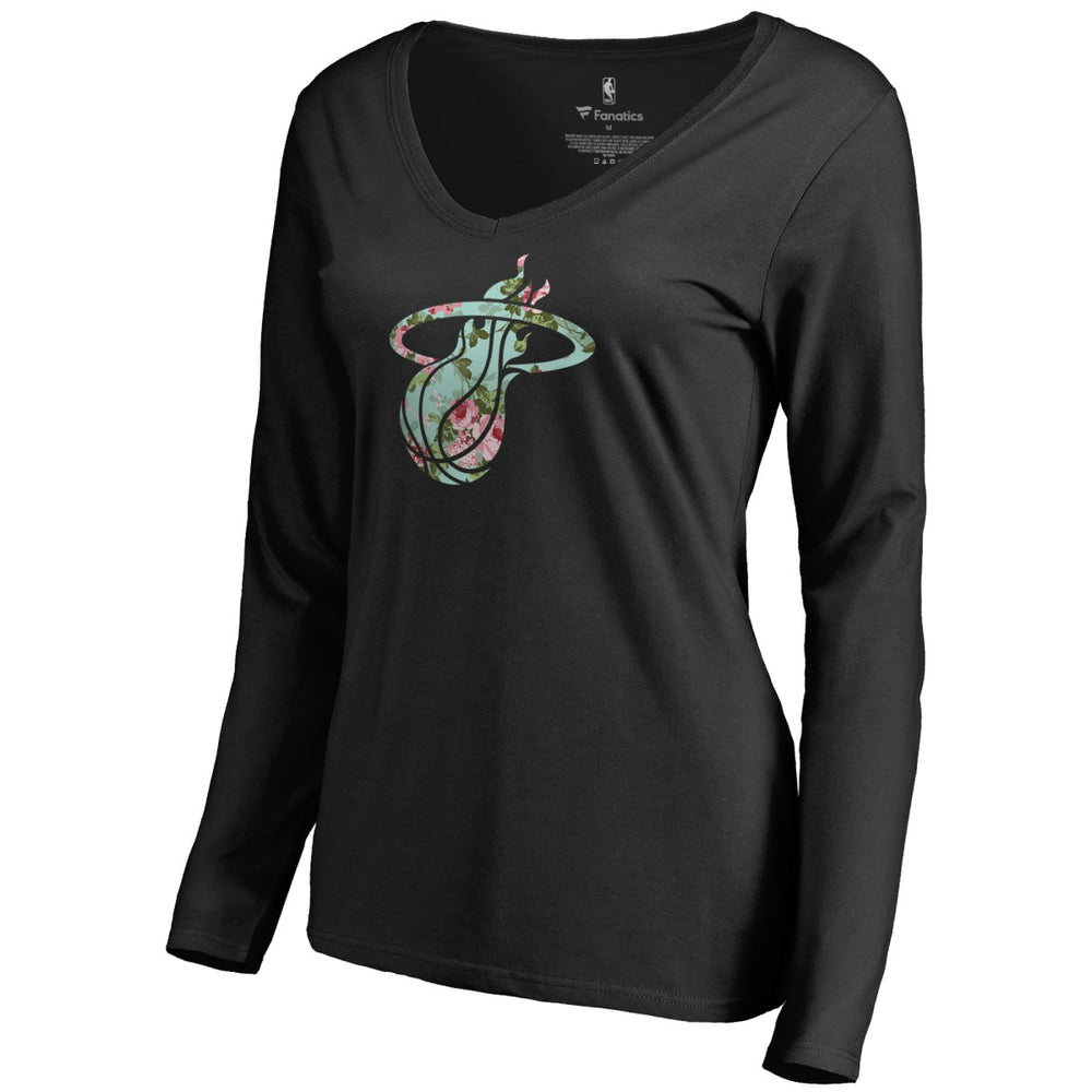 Miami Heat Women's Lovely V-Neck Long Sleeve T-Shirt - Black for sale