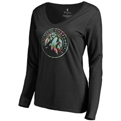 Minnesota Timberwolves Women's Lovely V-Neck Long Sleeve T-Shirt - Black discount