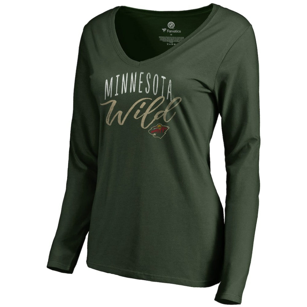 Minnesota Wild Women's Graceful Long Sleeve V-Neck T-Shirt