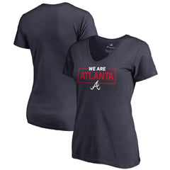 Atlanta Braves Women's We Are Icon V-Neck T-Shirt - Navy
