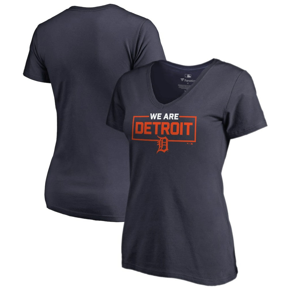 Detroit Tigers Women's We Are Icon V-Neck T-Shirt - Navy