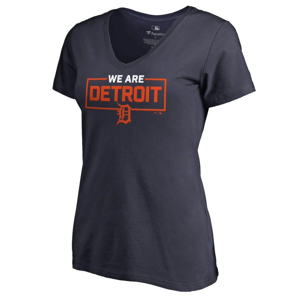 Detroit Tigers Women's We Are Icon V-Neck T-Shirt - Navy