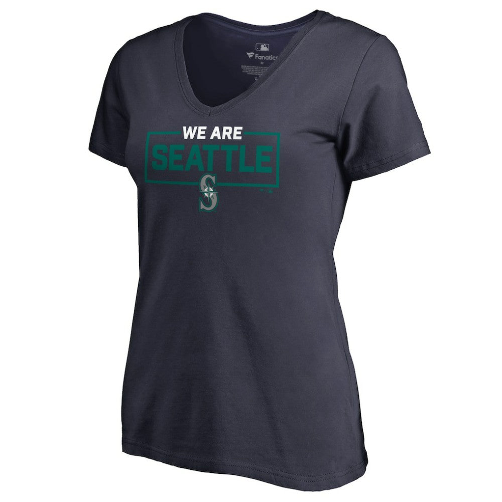 Seattle Mariners Women's We Are Icon V-Neck T-Shirt - Navy