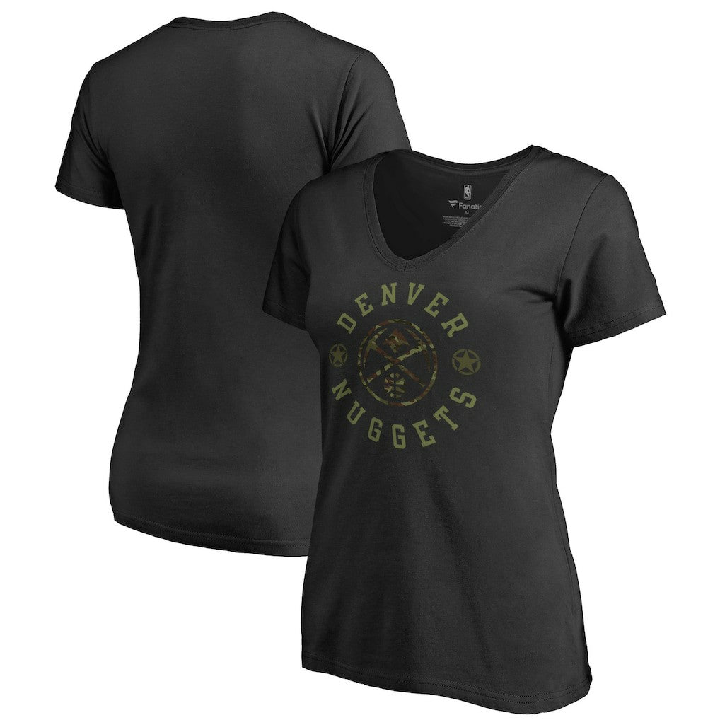 Denver Nuggets Women's Liberty Camo V-Neck T-Shirt sale - Black on sale