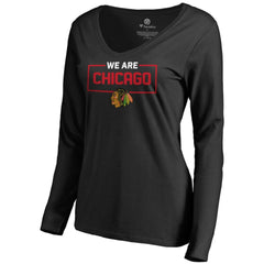 Chicago Blackhawks Women's Iconic Collection We Are Long Sleeve V-Neck T-Shirt