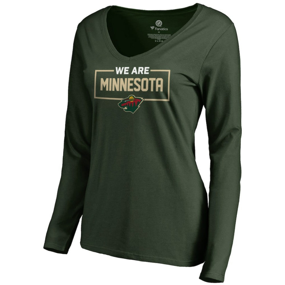 Minnesota Wild Women's Iconic Collection We Are Long Sleeve V-Neck T-Shirt