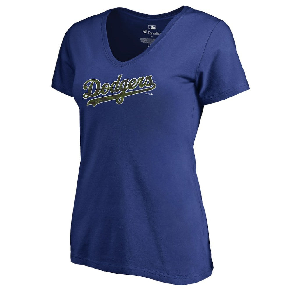 Los Angeles Dodgers Women's Armed Forces Wordmark T-Shirt - Royal