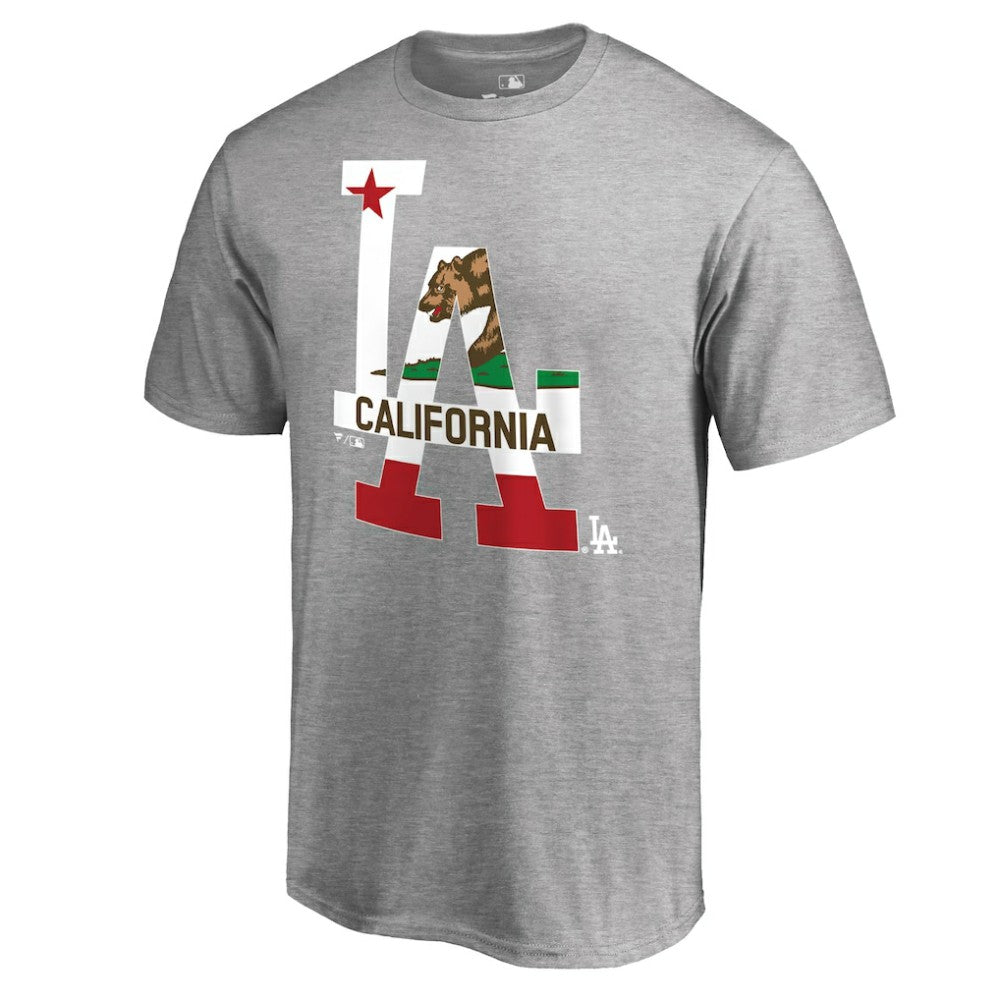 Los Angeles Dodgers Hometown Collection Cali Flag T-Shirt - Heathered Gray