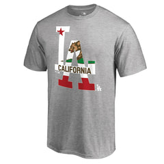 Los Angeles Dodgers Hometown Collection Cali Flag T-Shirt - Heathered Gray