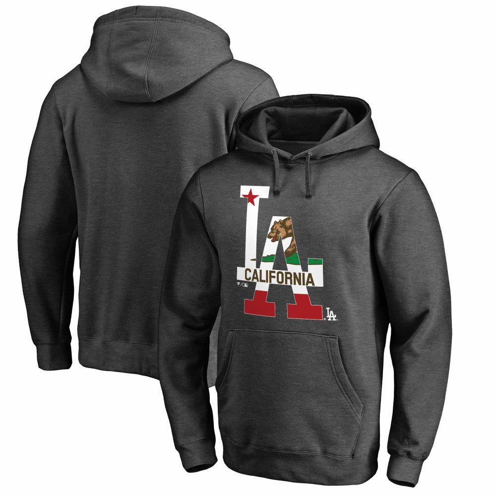 Los Angeles Dodgers Hometown Collection Cali Flag Pullover Hoodie - Heathered Charcoal