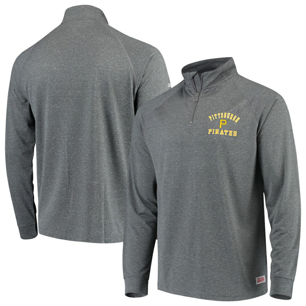 Pittsburgh Pirates Stitches Team Raglan Quarter-Zip Pullover Jacket - Heathered Charcoal