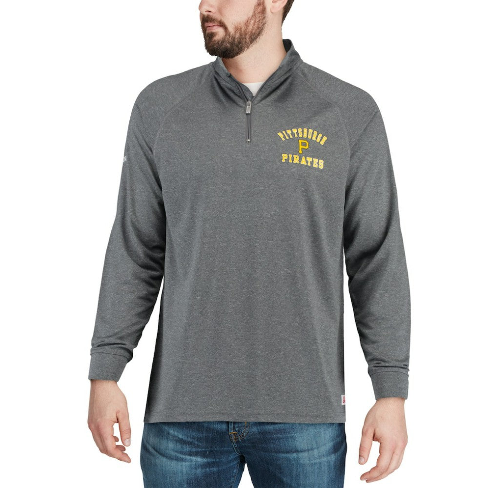 Pittsburgh Pirates Stitches Team Raglan Quarter-Zip Pullover Jacket - Heathered Charcoal