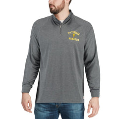 Pittsburgh Pirates Stitches Team Raglan Quarter-Zip Pullover Jacket - Heathered Charcoal
