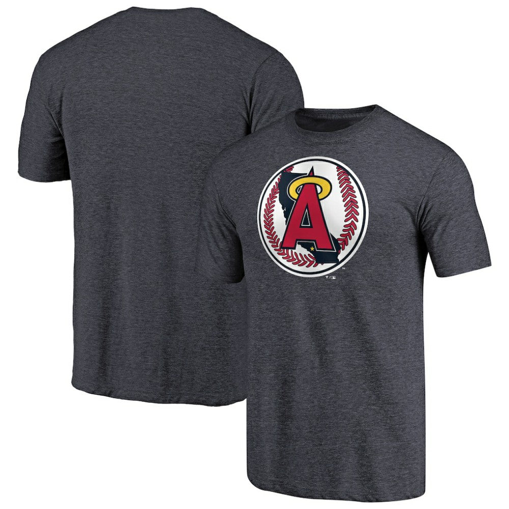 California Angels Cooperstown Collection Forbes Tri-Blend T-Shirt - Heathered Navy