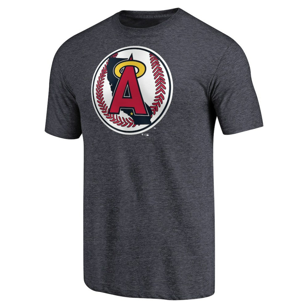 California Angels Cooperstown Collection Forbes Tri-Blend T-Shirt - Heathered Navy