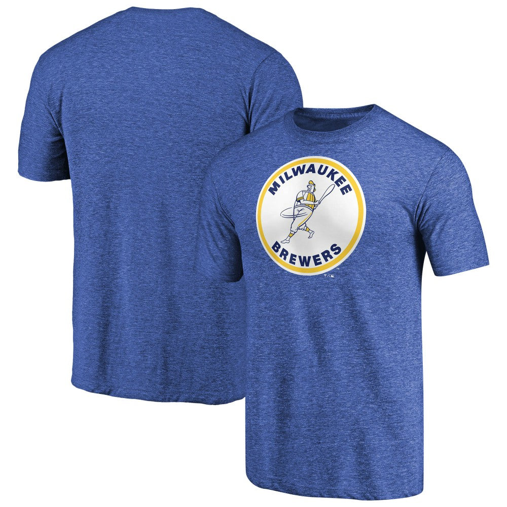 Milwaukee Brewers Cooperstown Collection Forbes Tri-Blend T-Shirt - Heathered Royal