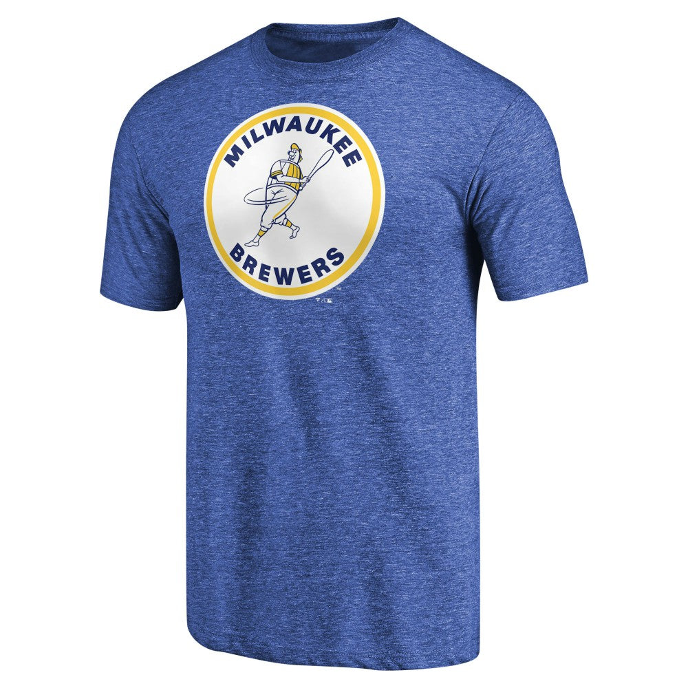 Milwaukee Brewers Cooperstown Collection Forbes Tri-Blend T-Shirt - Heathered Royal
