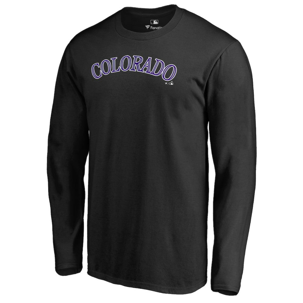 Colorado Rockies Team Wordmark Long Sleeve T-Shirt - Black