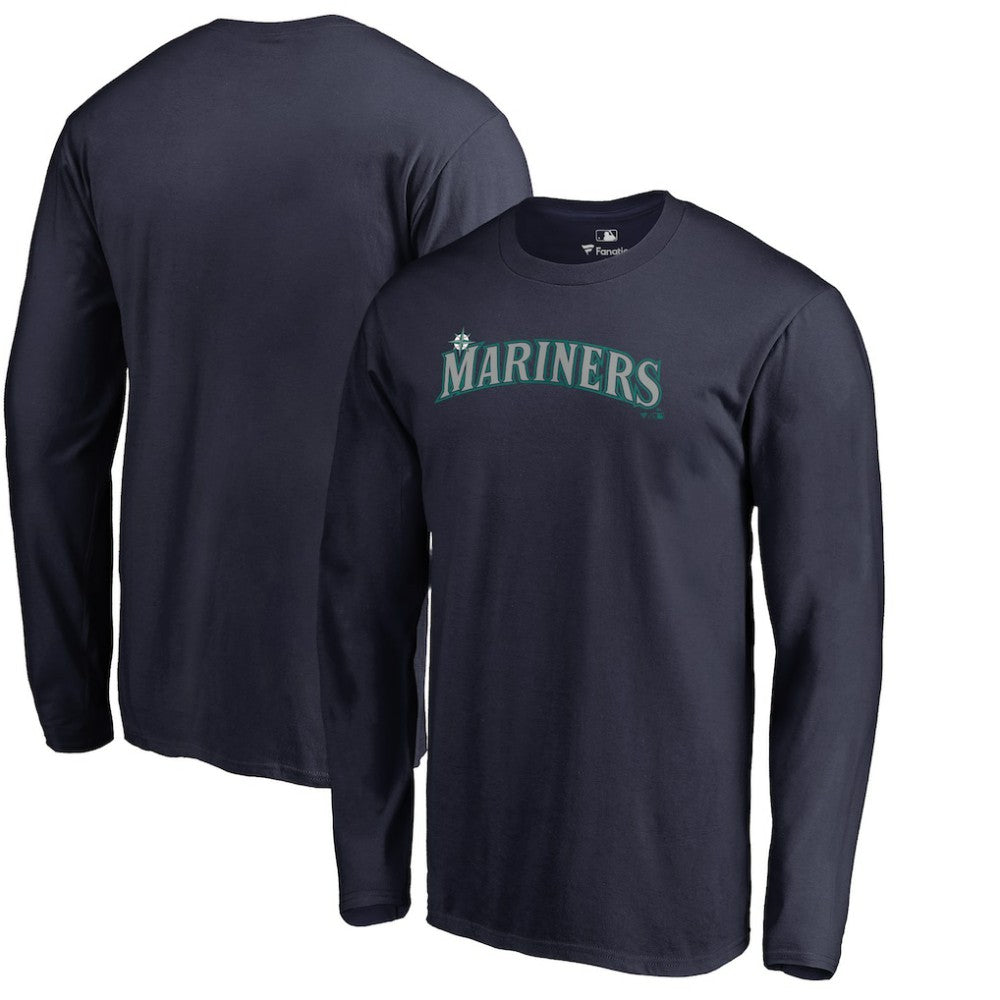 Seattle Mariners Team Wordmark Long Sleeve T-Shirt - Navy