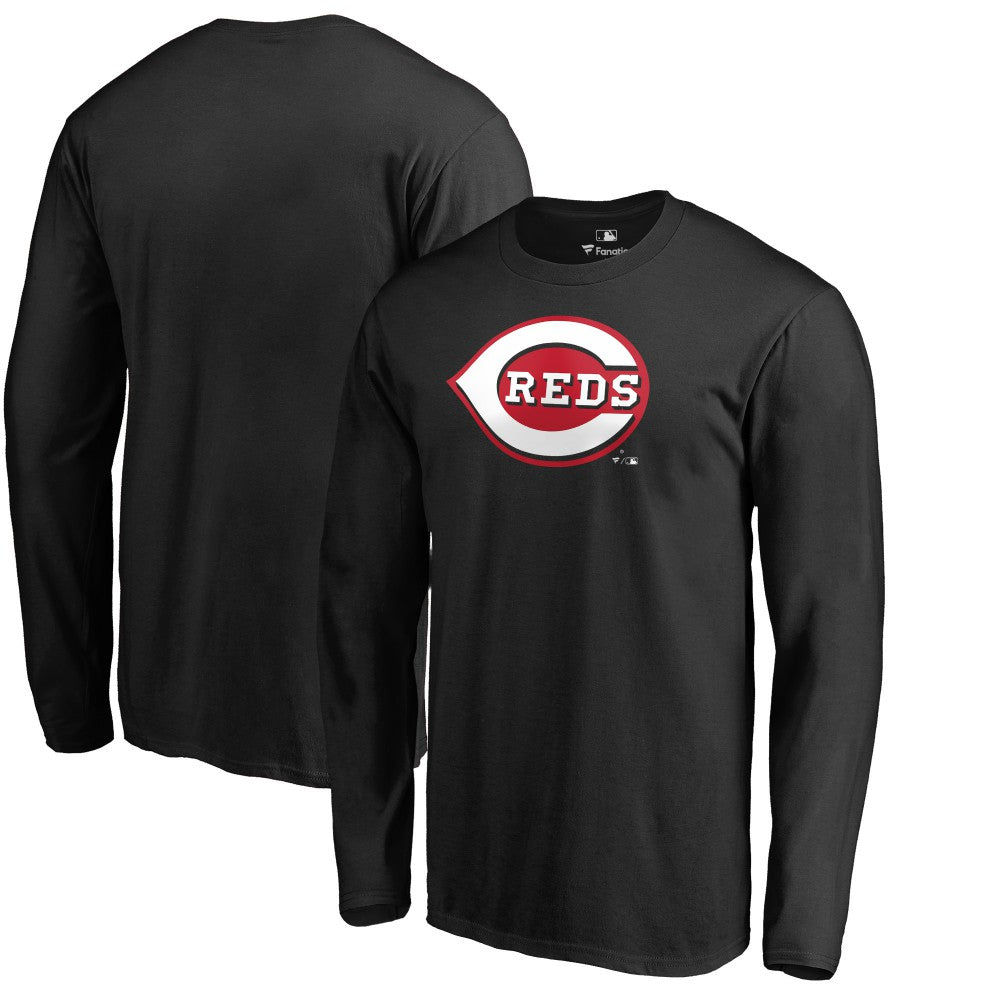 Cincinnati Reds Team Wordmark Long Sleeve T-Shirt - Black