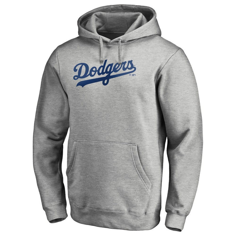 Los Angeles Dodgers Official Wordmark Fitted Pullover Hoodie - Heather Gray