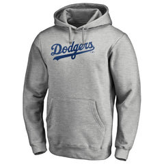 Los Angeles Dodgers Official Wordmark Fitted Pullover Hoodie - Heather Gray