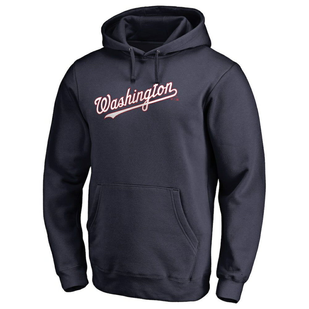 Washington Nationals Official Wordmark Fitted Pullover Hoodie - Navy