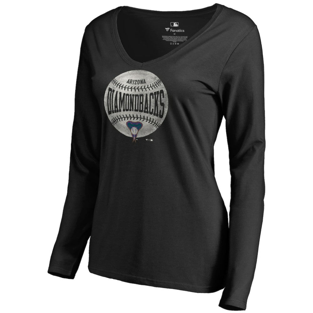 Arizona Diamondbacks Women's Cooperstown Collection Slider Long Sleeve V-Neck T-Shirt - Black