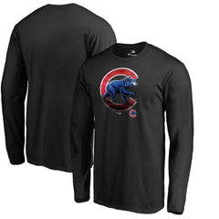 Chicago Cubs Midnight Mascot Long Sleeve T-Shirt - Black
