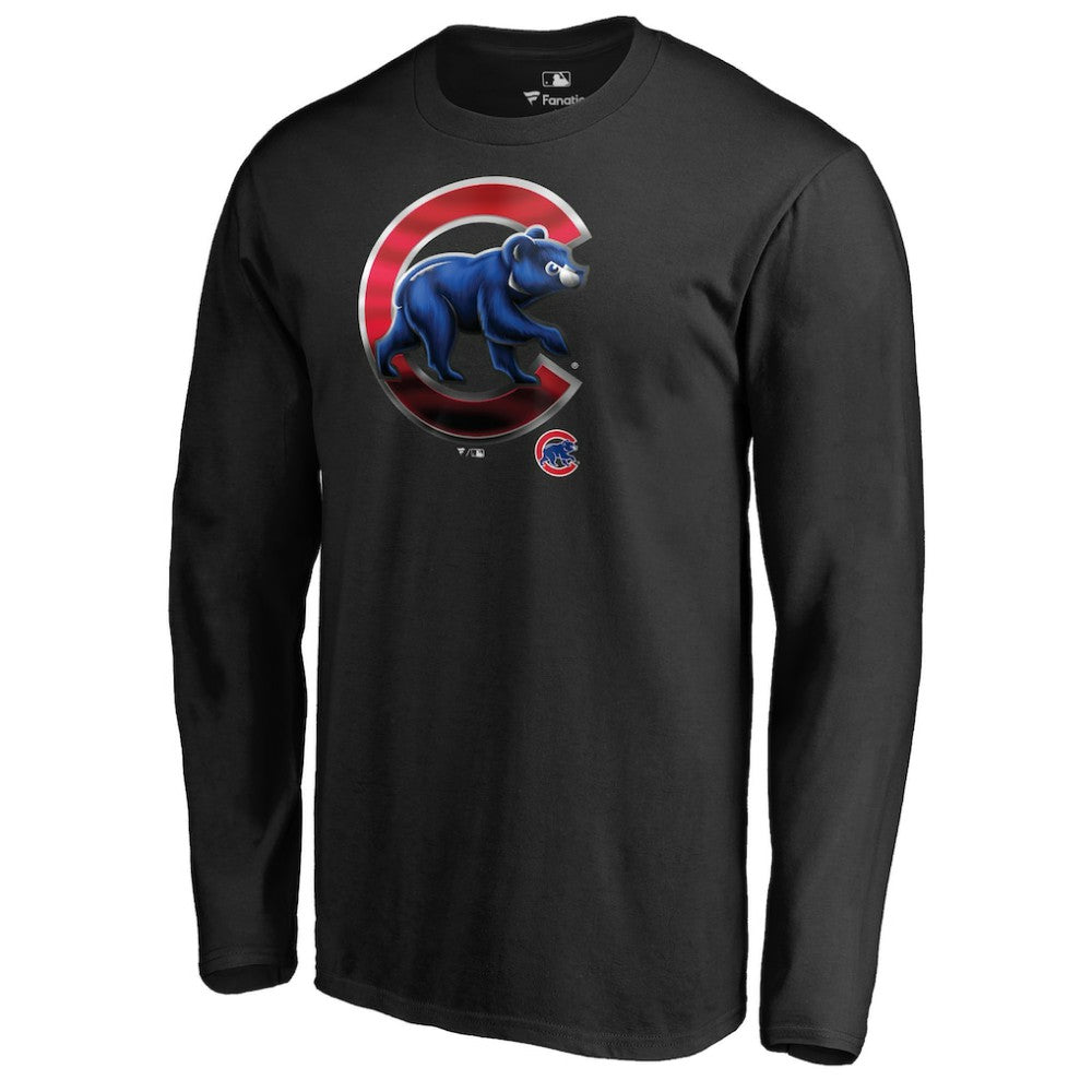 Chicago Cubs Midnight Mascot Long Sleeve T-Shirt - Black