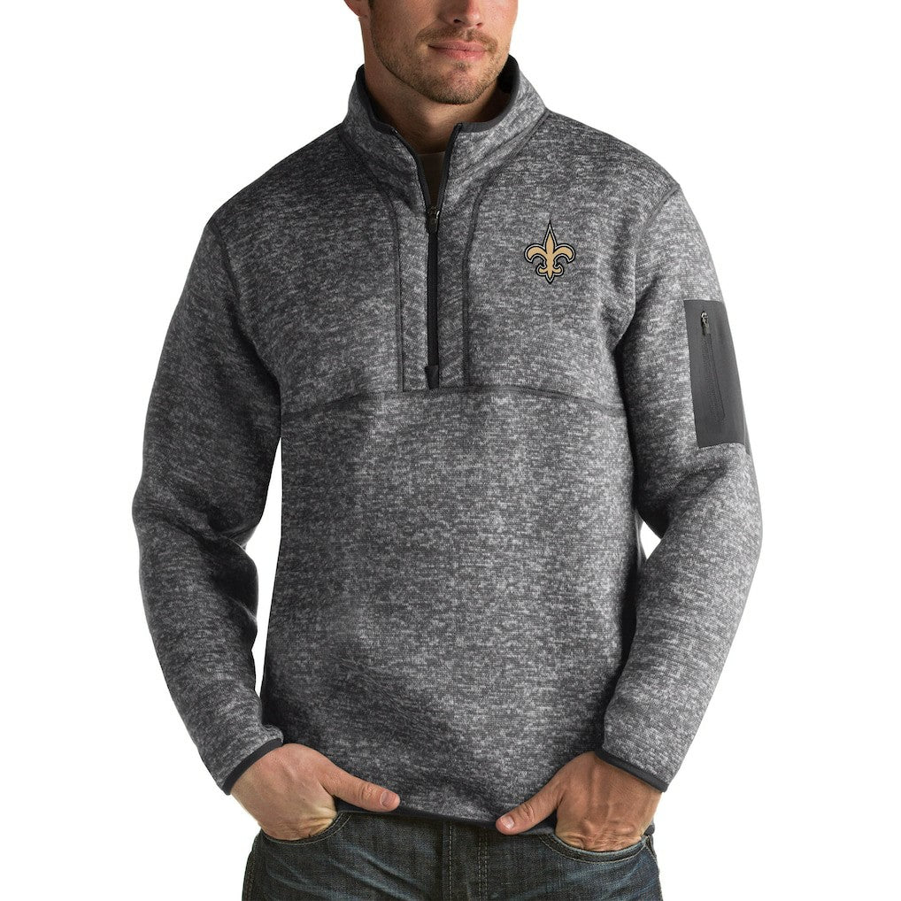 NFL New Orleans Saints Antigua Fortune Big & Tall Quarter-Zip Pullover Jacket