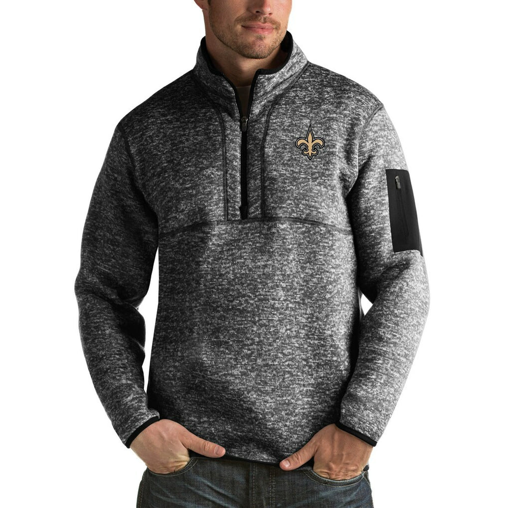 NFL New Orleans Saints Antigua Fortune Big & Tall Quarter-Zip Pullover Jacket