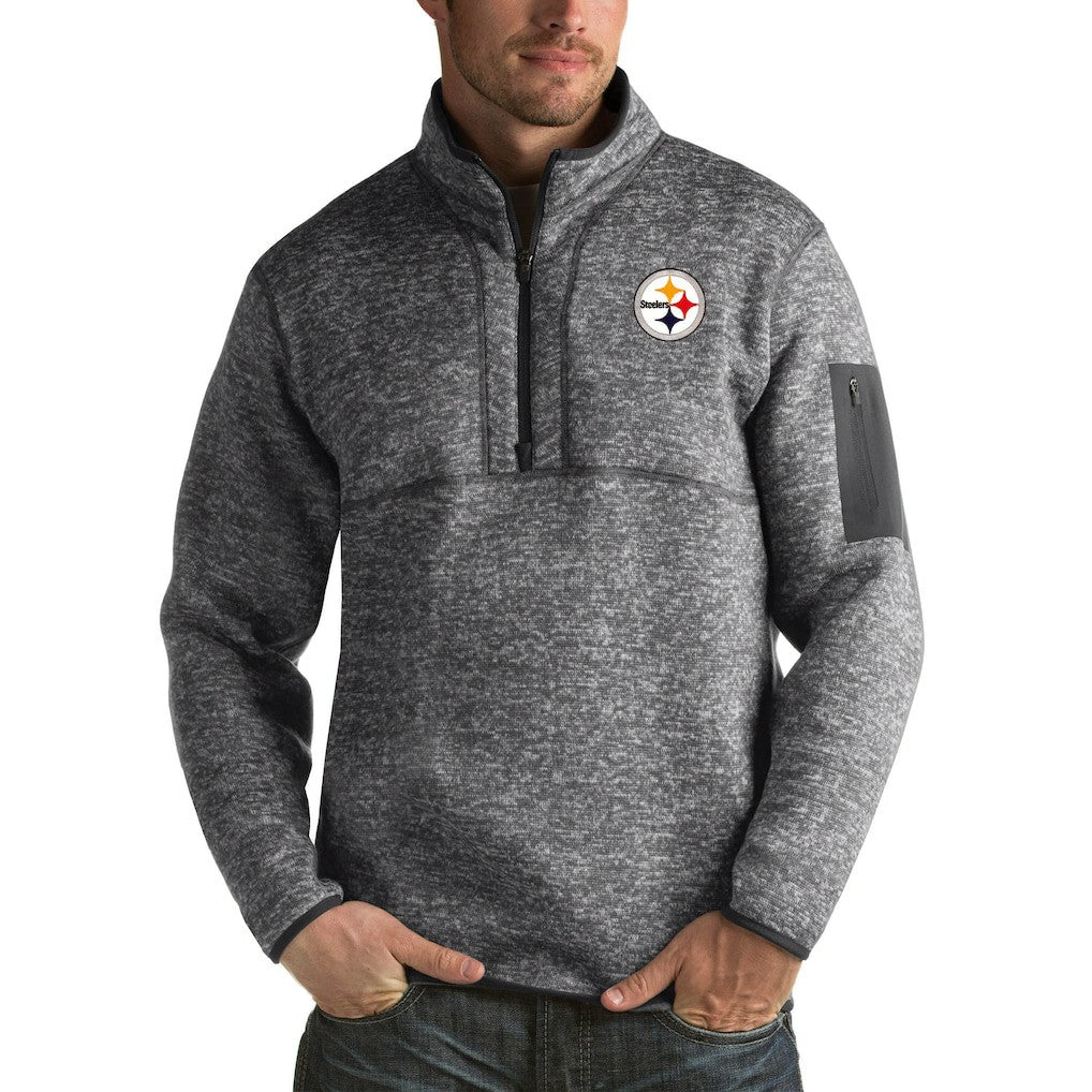 NFL Pittsburgh Steelers Antigua Fortune Big & Tall Quarter-Zip Pullover Jacket