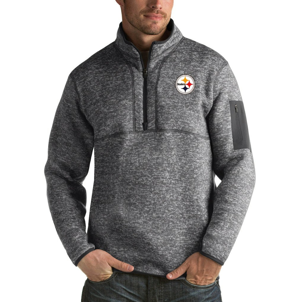 NFL Pittsburgh Steelers Antigua Fortune Big & Tall Quarter-Zip Pullover Jacket