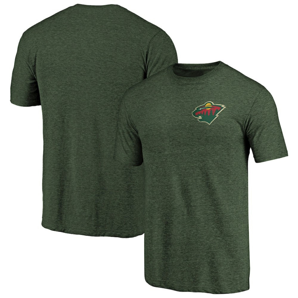Minnesota Wild Primary Logo Left Chest Distressed Tri-Blend T-Shirt