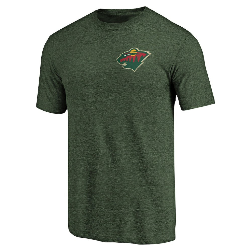 Minnesota Wild Primary Logo Left Chest Distressed Tri-Blend T-Shirt