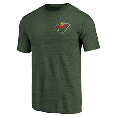 Minnesota Wild Primary Logo Left Chest Distressed Tri-Blend T-Shirt