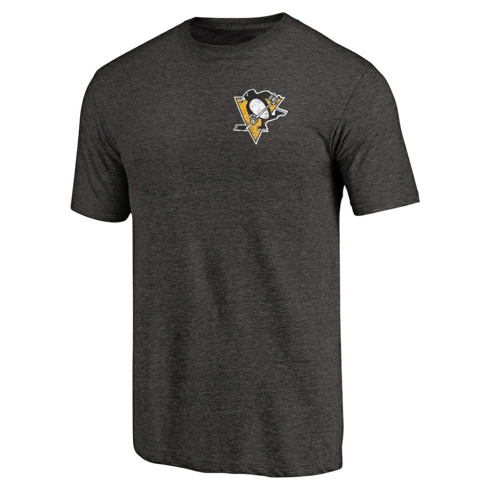 Pittsburgh Penguins Primary Logo Left Chest Distressed Tri-Blend T-Shirt