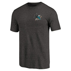 San Jose Sharks Primary Logo Left Chest Distressed Tri-Blend T-Shirt