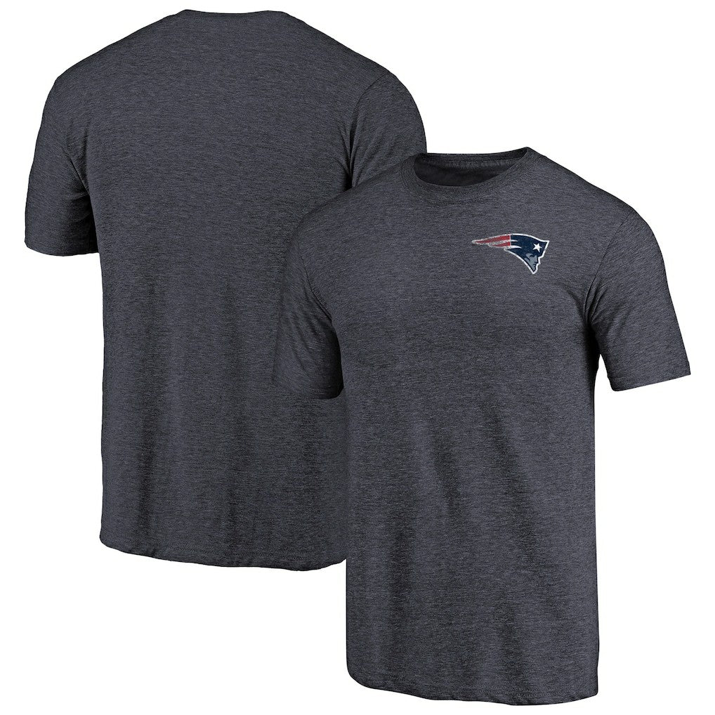 NFL New England Patriots Primary Logo Left Chest Distressed Tri-Blend T-Shirt