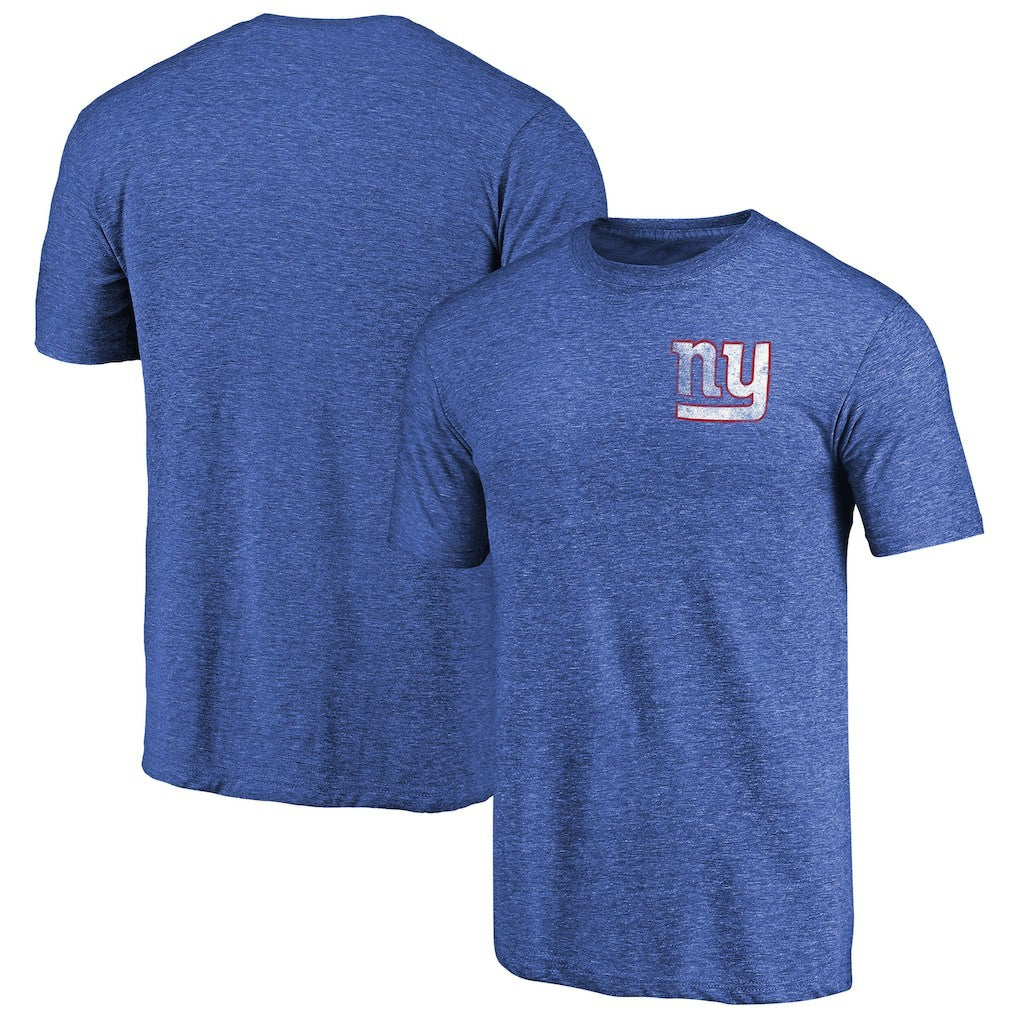 NFL New York Giants Primary Logo Left Chest Distressed Tri-Blend T-Shirt