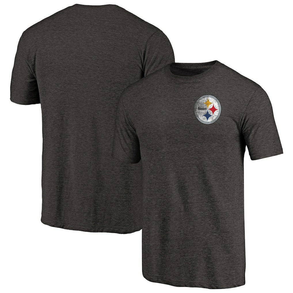 NFL Pittsburgh Steelers Primary Logo Left Chest Distressed Tri-Blend T-Shirt