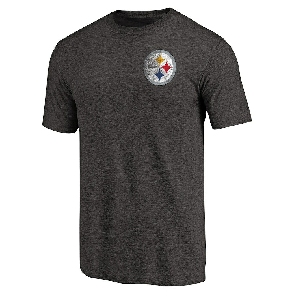 NFL Pittsburgh Steelers Primary Logo Left Chest Distressed Tri-Blend T-Shirt