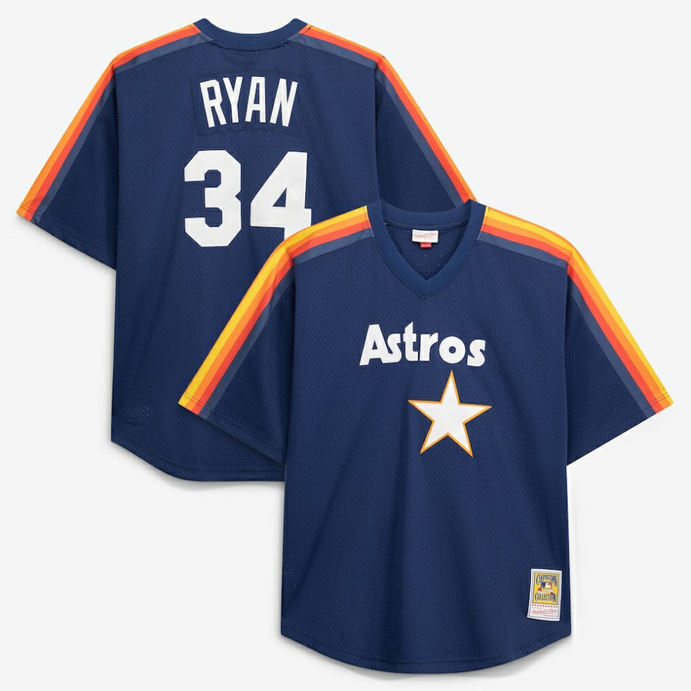 Nolan Ryan Houston Astros Cooperstown Collection Big & Tall Mesh Batting Practice Jersey - Navy | Mitchell & Ness