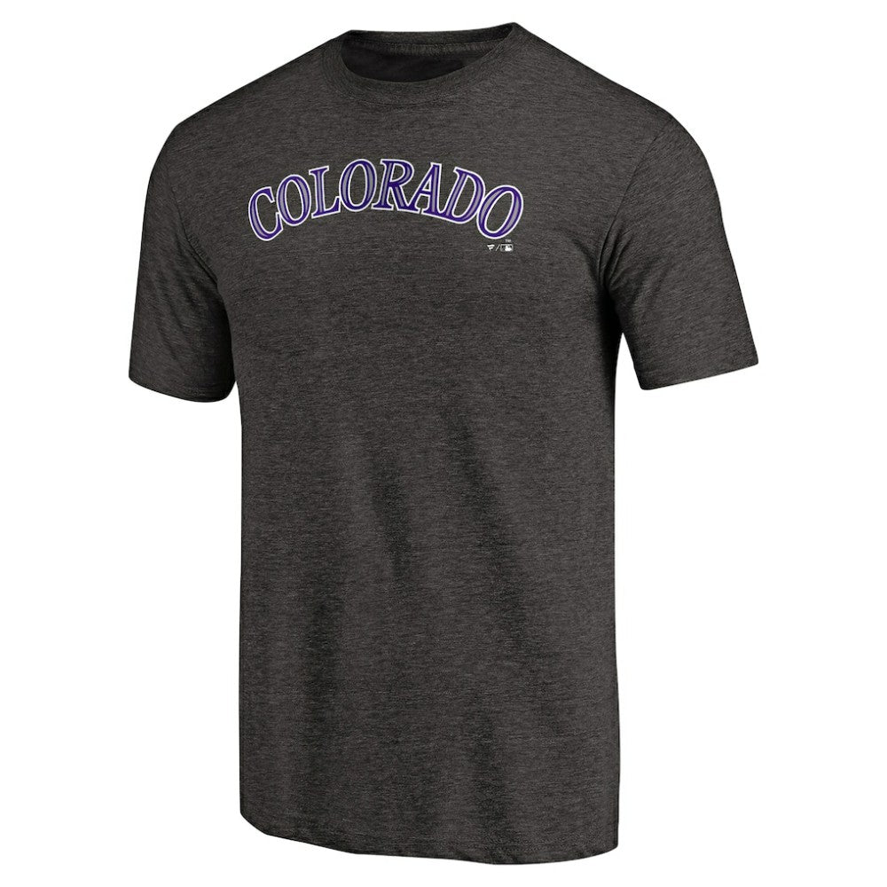 Colorado Rockies Team Wordmark Tri-Blend T-Shirt - Black
